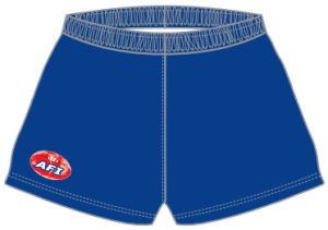 Blue footy shorts front