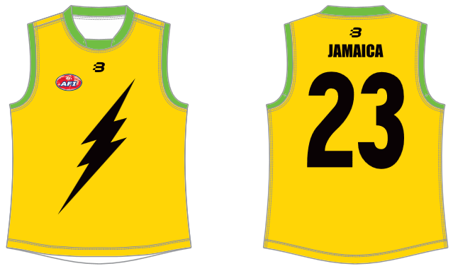 Jamaica footy jumper AFL