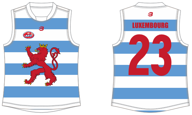Luxembourg footy jumper AFL